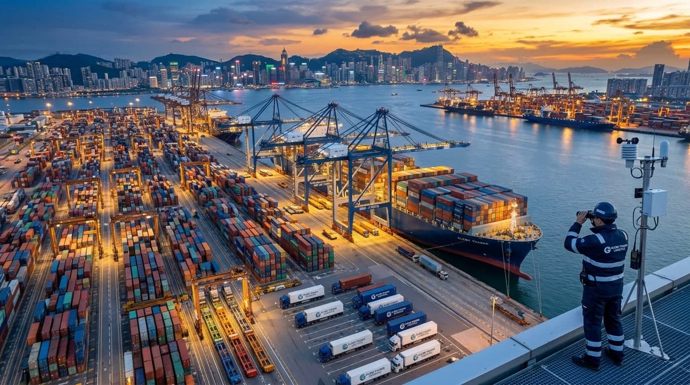 Port operations officer surveying a container terminal